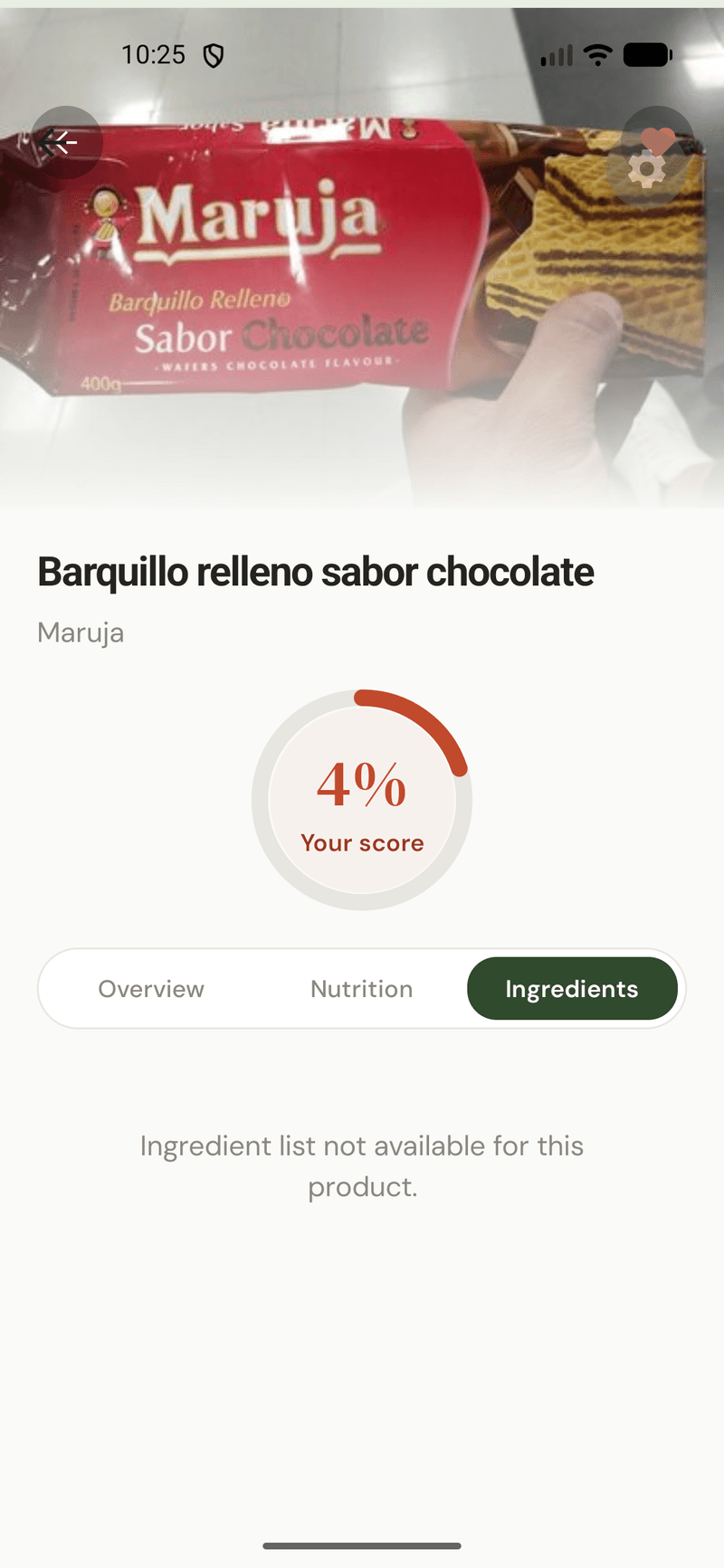 PRODX ingredients tab — ingredient list not available for this product